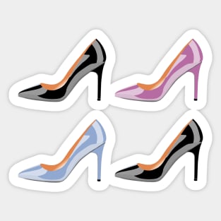 High heel shoes in black,serenity blue and bodacious pink Sticker